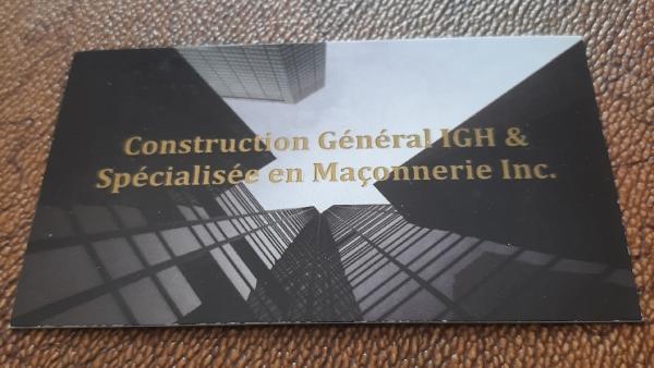 Construction Général IGH & Spécialisée En Maçonnerie Inc.