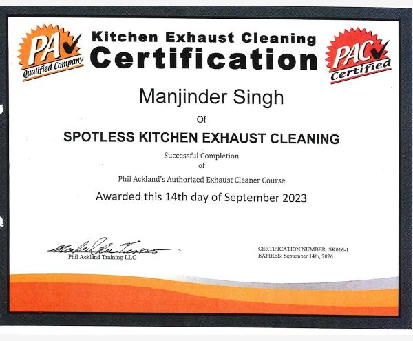 Spotless Kitchen Exhaust Cleaning