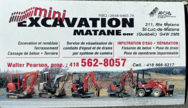 Mini Excavation Matane Enr