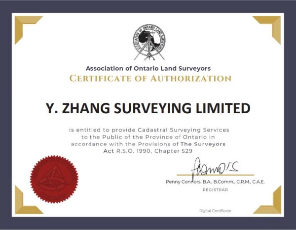 Y. Zhang Surveying Limited