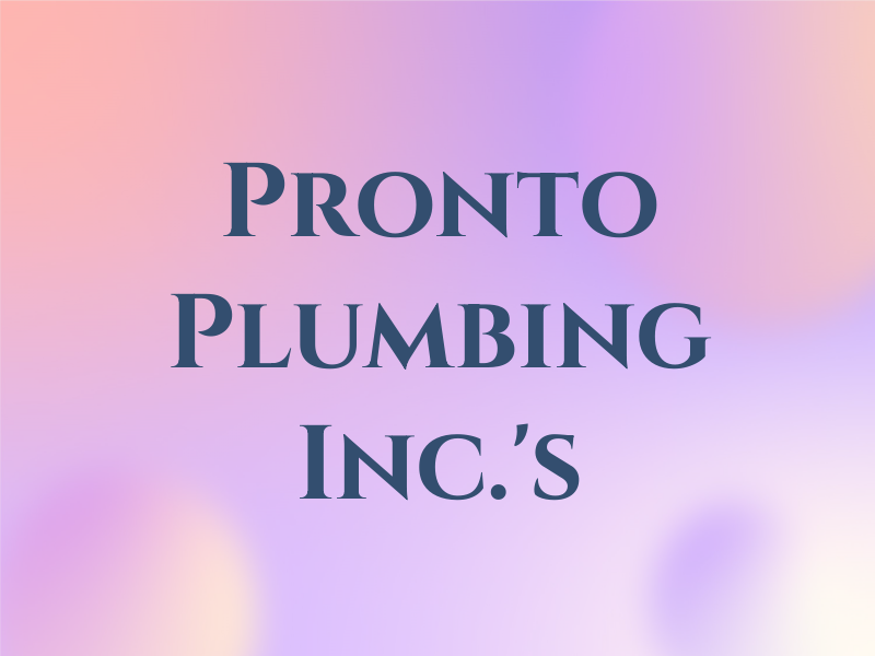 Pronto Plumbing Inc.'s
