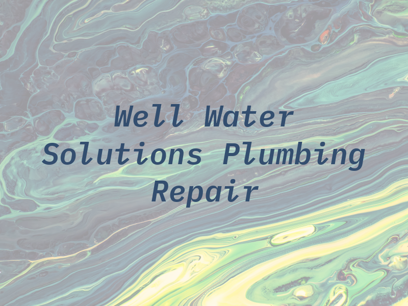 Well Water Solutions & Plumbing Repair