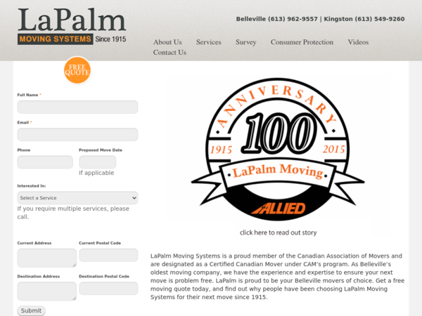 Lapalm Moving/Allied van Lines Canada Agent